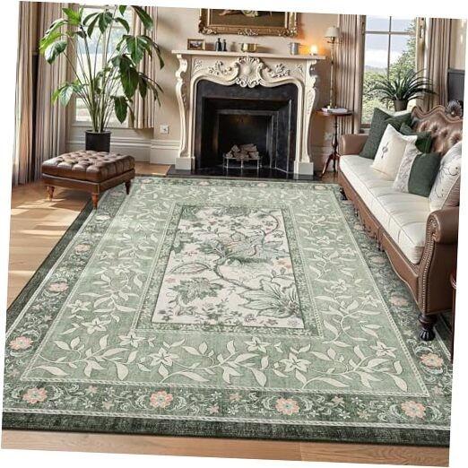 Provence 8×10 Area Rugs for Living Room, Botanical Grove Sage Green