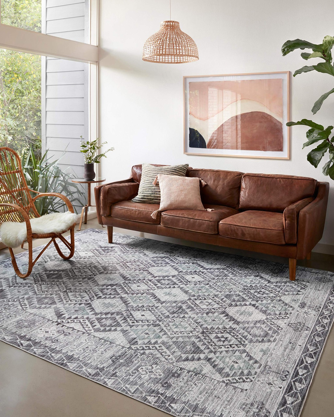 Loloi Zion Collection Zio-03 Charcoal/Slate 5-0 X 7-6 Area Rug