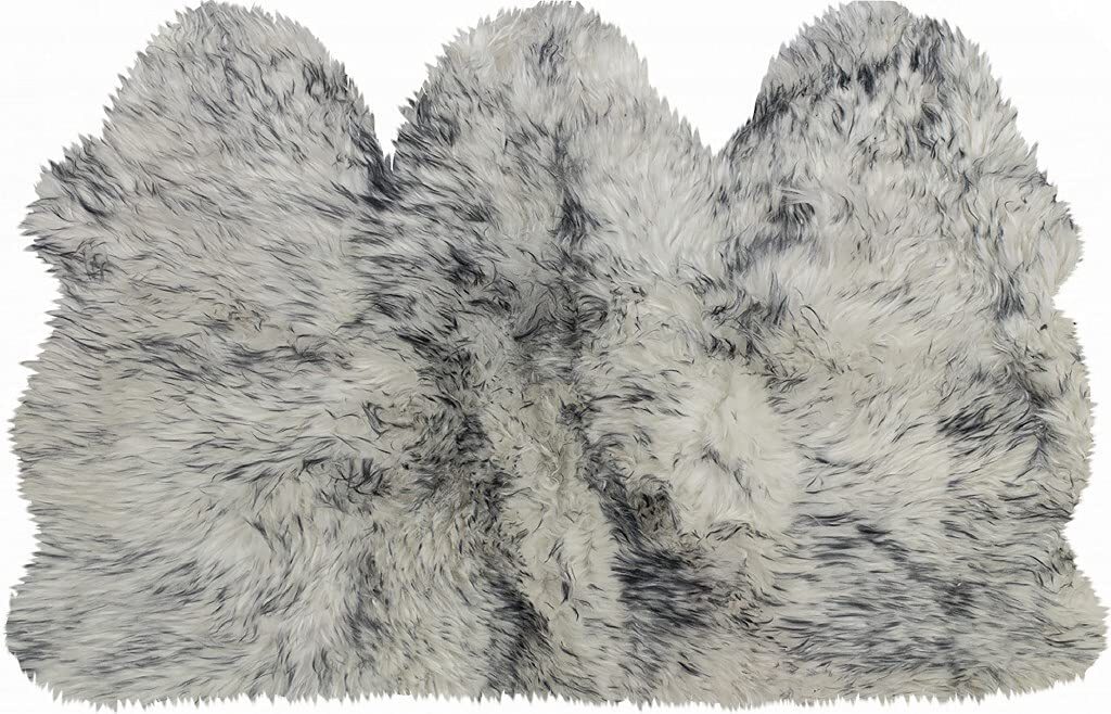 3′ X 5′ Gray Ombre Natural Sheepskin Area Rug