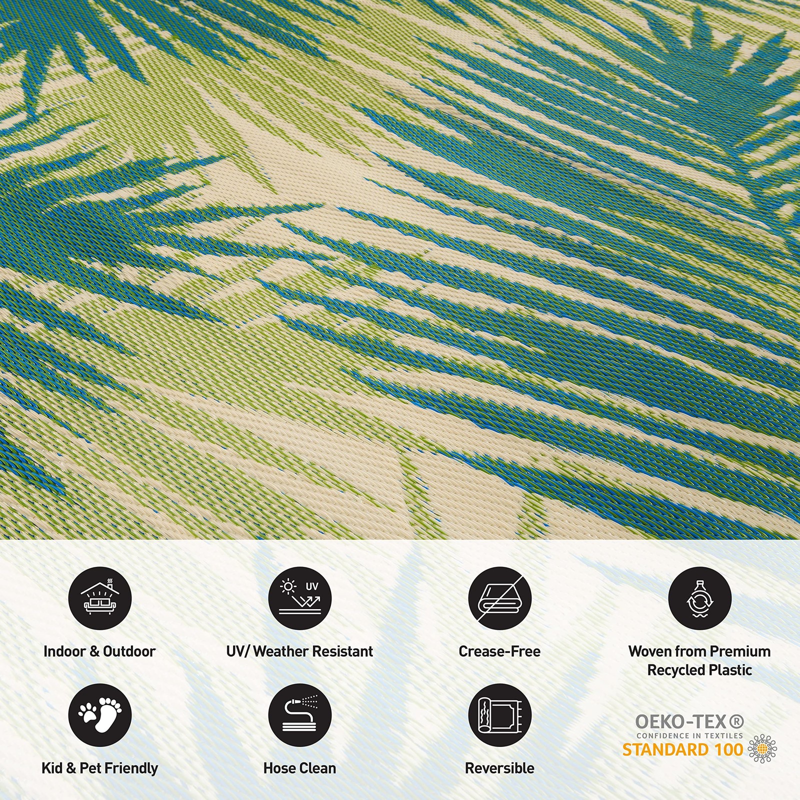 Tropical Floral Reversible Crease-Waterproof Premium Recycled Plastic Outdoor…