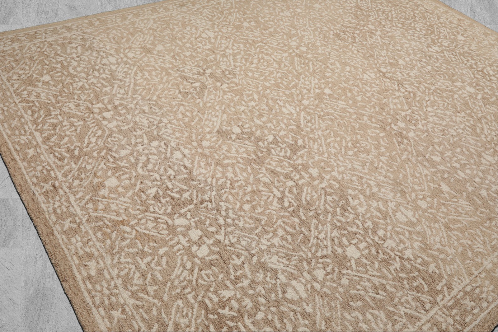 Multi Size loomBloom Hand Hooked Wool All Over Oriental Style Tan Ivory Area Rug