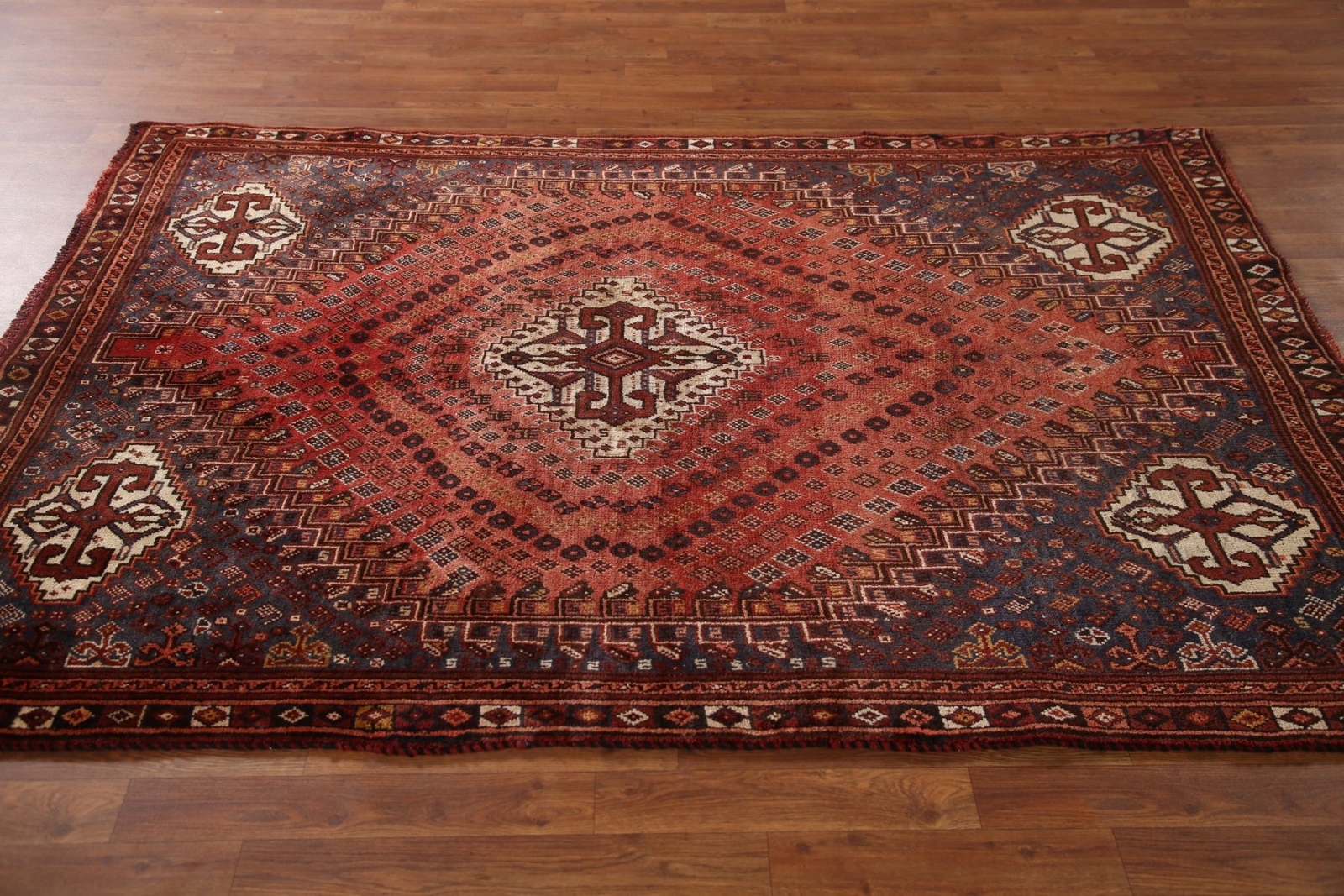 Vintage Geometric Kashkoli/ Abadeh Tribal Rug 5’x7′ Wool Hand-knotted Nomad Rug