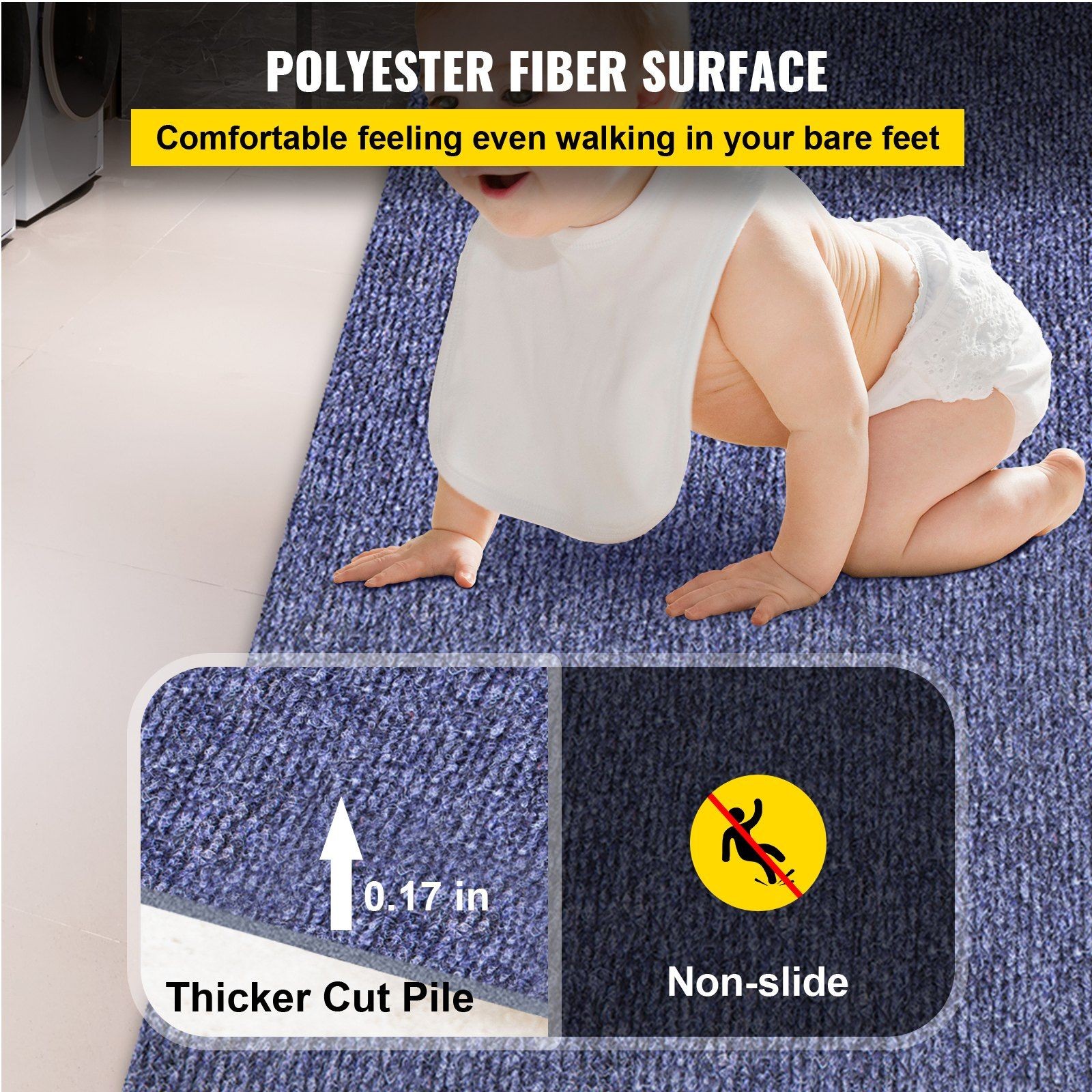 6×29.5ft Deep Blue All-Weather Marine Carpet Polyester TPR Backed Rug