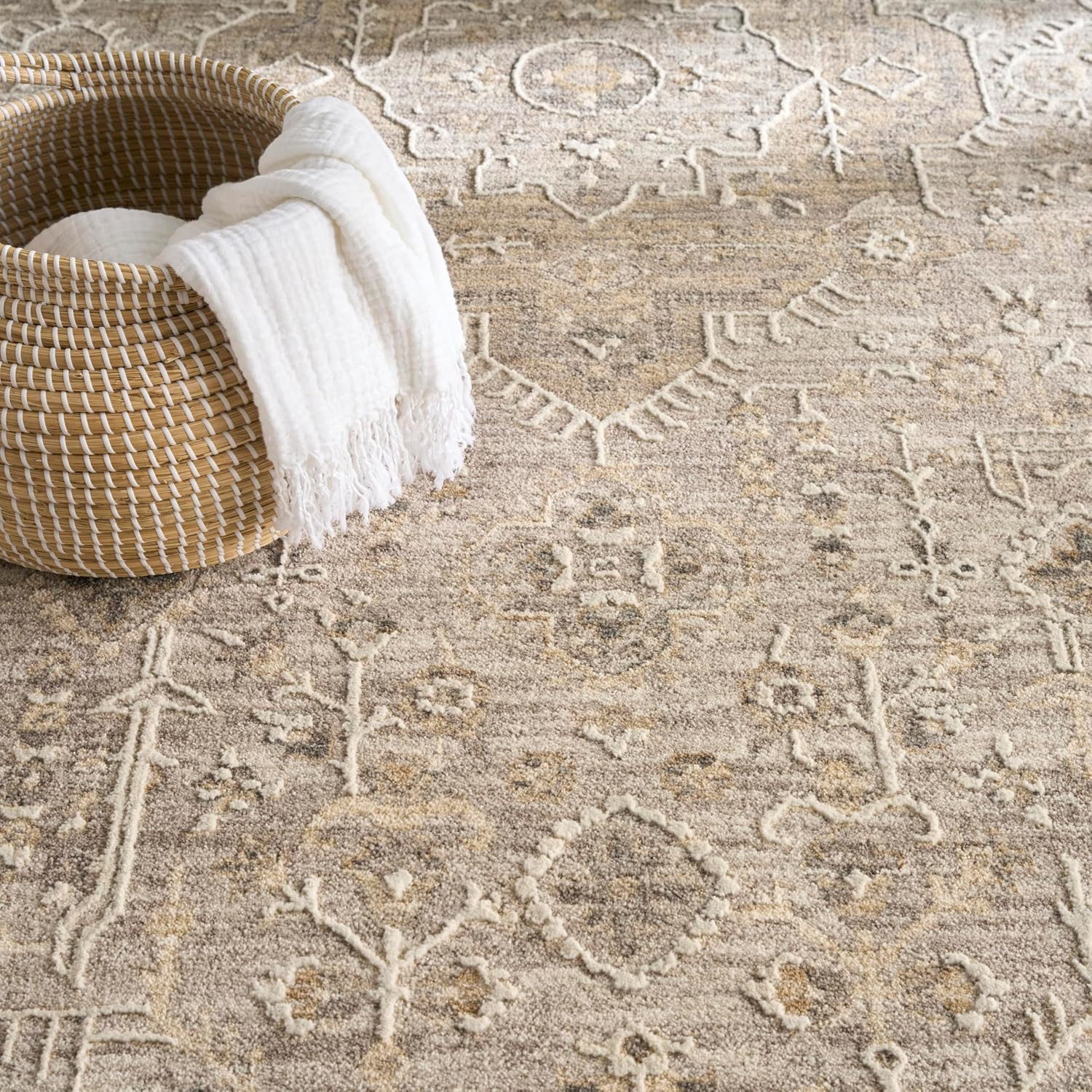 Home Harbor Grey 9’6″ X 13’2″ Area Rug – Easy Clean, Non Shedding, Bed Room, Liv
