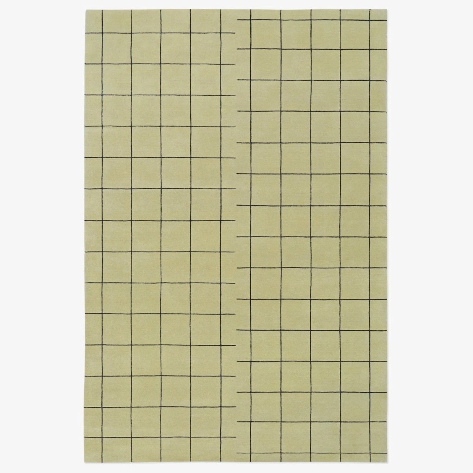 Hand-Tufted Wool Rug 9×12 – Pistachio Black Modern Grid Area Rug for Living Room