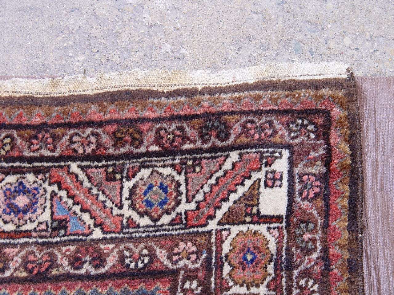 4’6″ x 7′ ANTIQUE KURDISH TRIBAL HAND KNOTTED WOOL DIAMOND DESIGN RUG