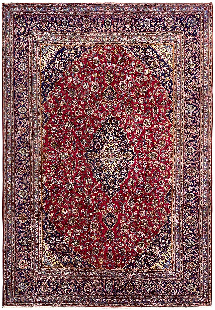9.8 x 13.2 Authentic Perrsian Kashaan Rug Traditional Carpet Irran #F-6830