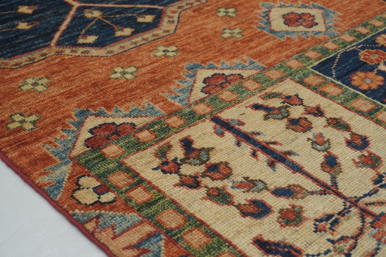 6×8 ft Multicolor Patchwork Style Afghan Hand Knotted Wool Area Rug