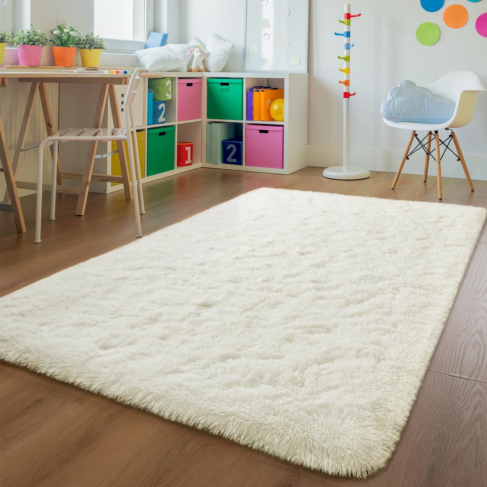 Andecor Soft Fluffy Bedroom Rugs, 5 x 8 Feet Indoor Shaggy Plush Area Rug for