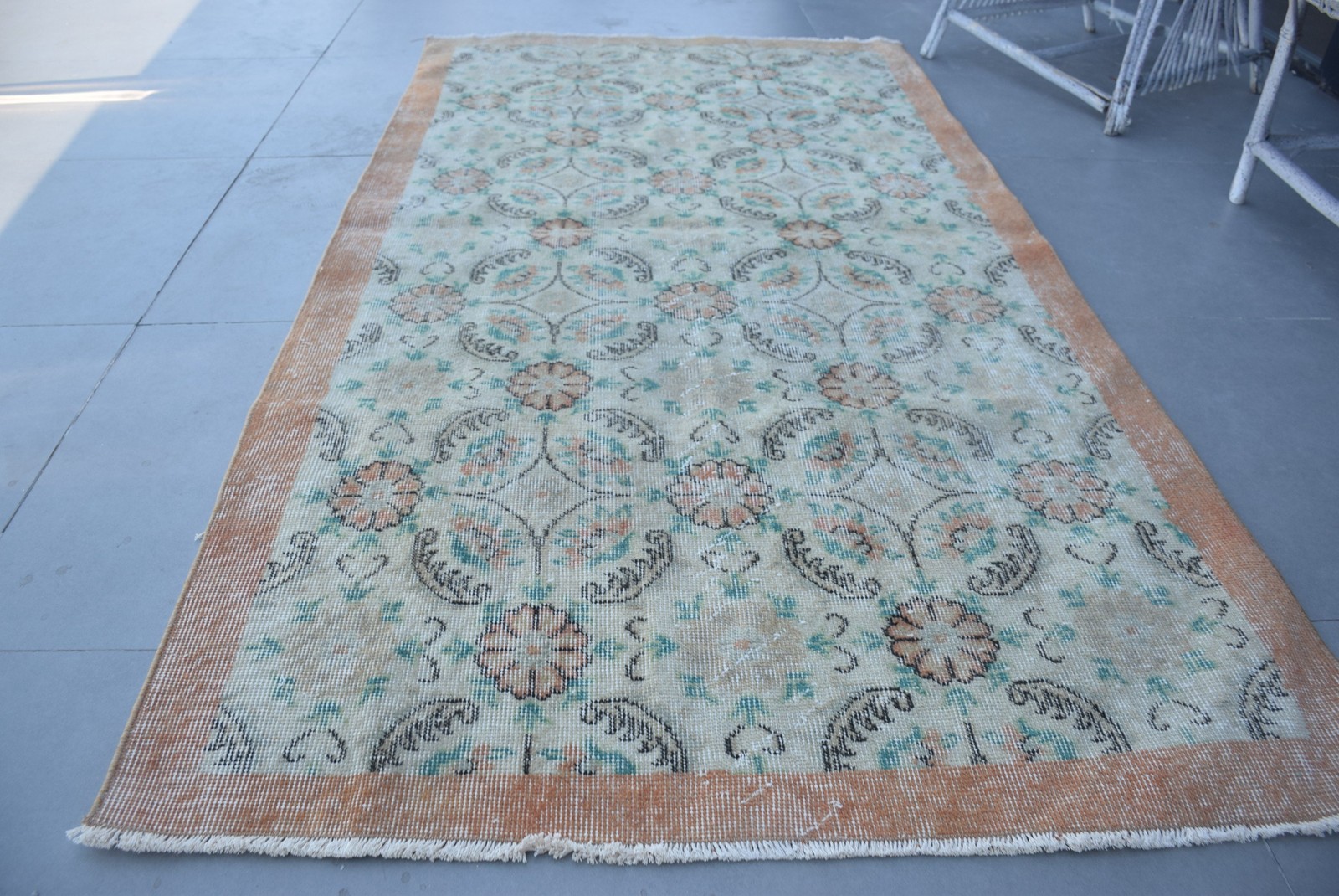 Turkish Vintage Rug 3,7×7 ft (114×213 cm), Brown Wool Rug