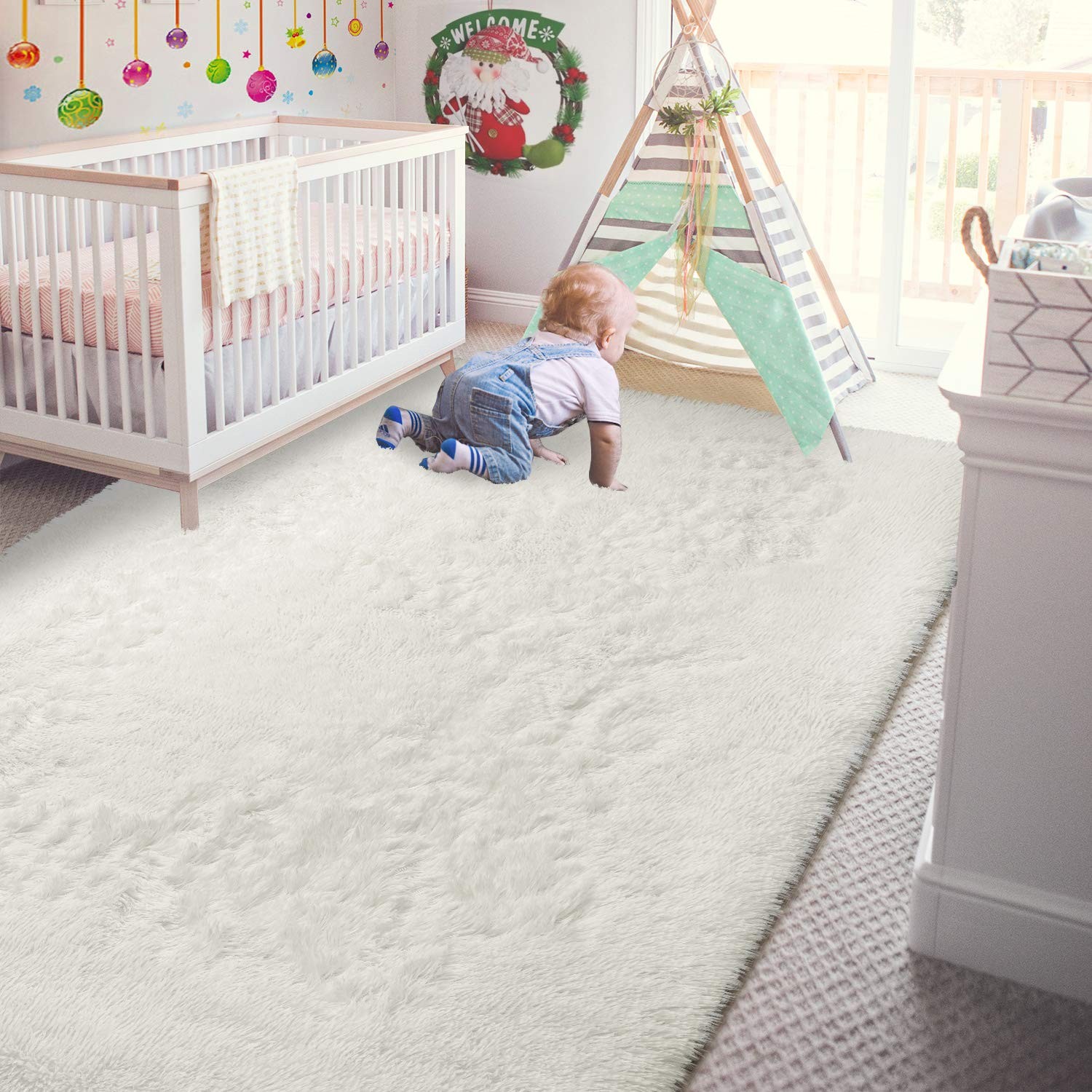 Andecor Soft Fluffy Bedroom Rugs, 5 x 8 Feet Indoor Shaggy Plush Area Rug for