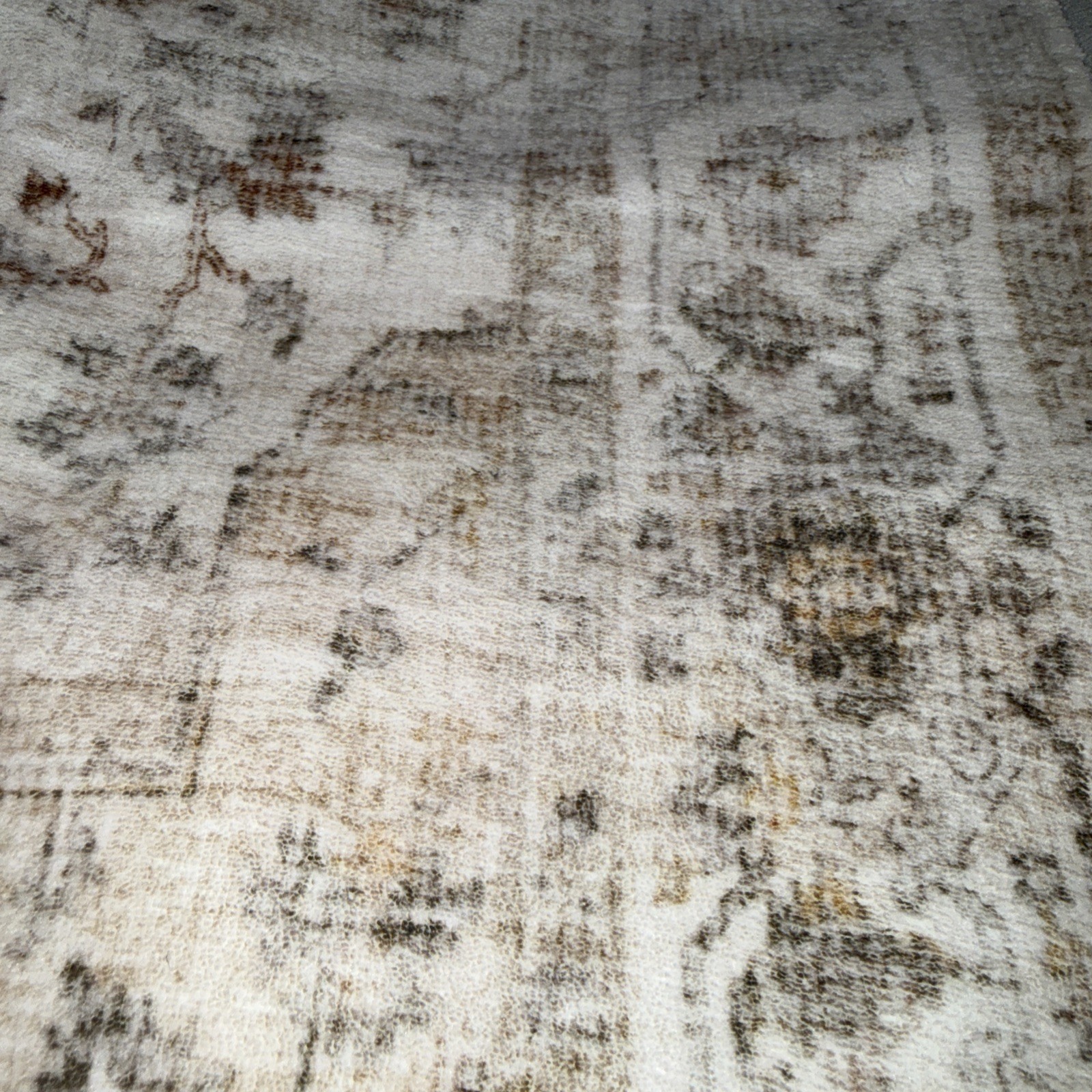 Washable Cream, Brown, Tan Distressed Blurred 2 Ft X 10 Ft Runner 2×10’ NEW