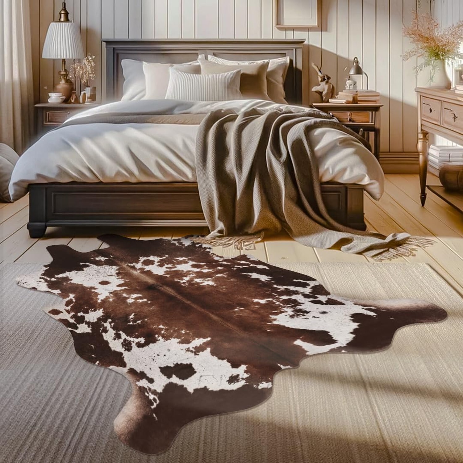 Faux Cowhide Cow Print Rug: 4.6 x 5.2 Feet Cow Hide Animal Print Area Carpet …