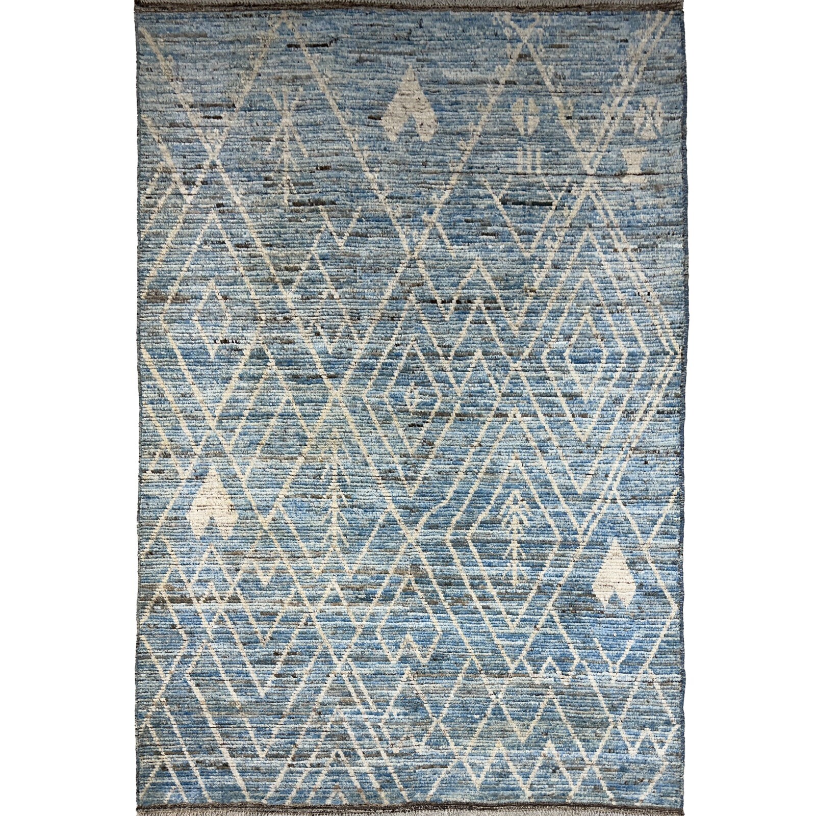 Handmade (6’3″ x 9’3″) Blue Moroccan Bohemian Wool Area Rug for Living Room