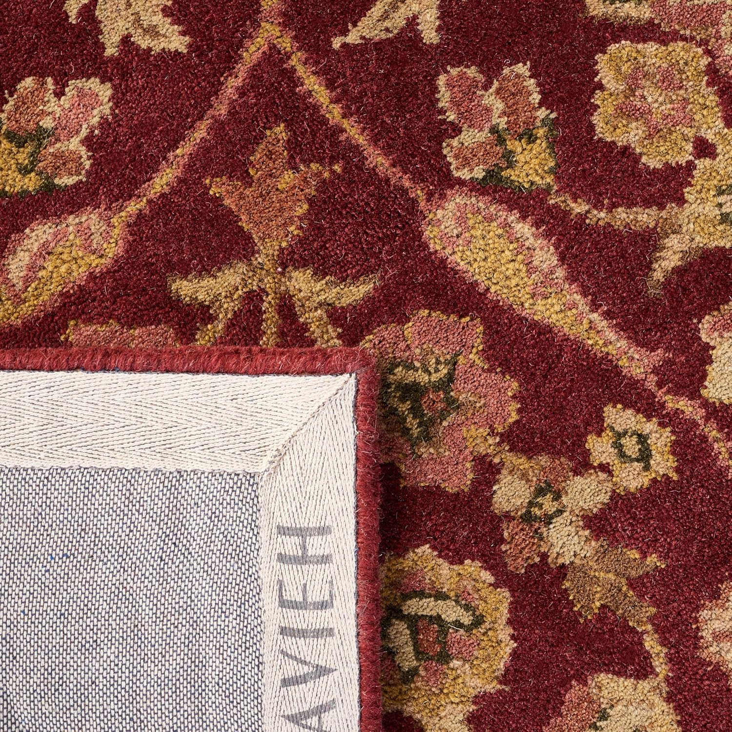 Handmade 3′ x 5′ Premium Wool Oriental Rug in Wine/Gold – Antiquity Collection