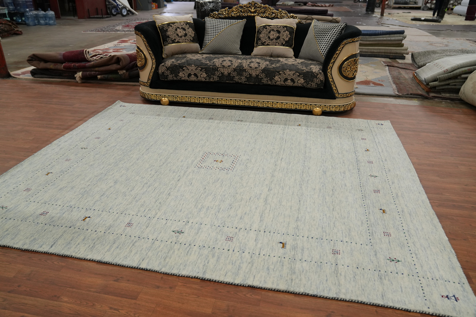 Artisan-made Ivory Color Wool Area Rug Hand-knotted Gabbeh Carpet 8×10 ft