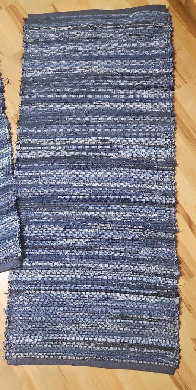 Set Of 2 Handmade Denim Rag Rugs Machine Washable Made In USA