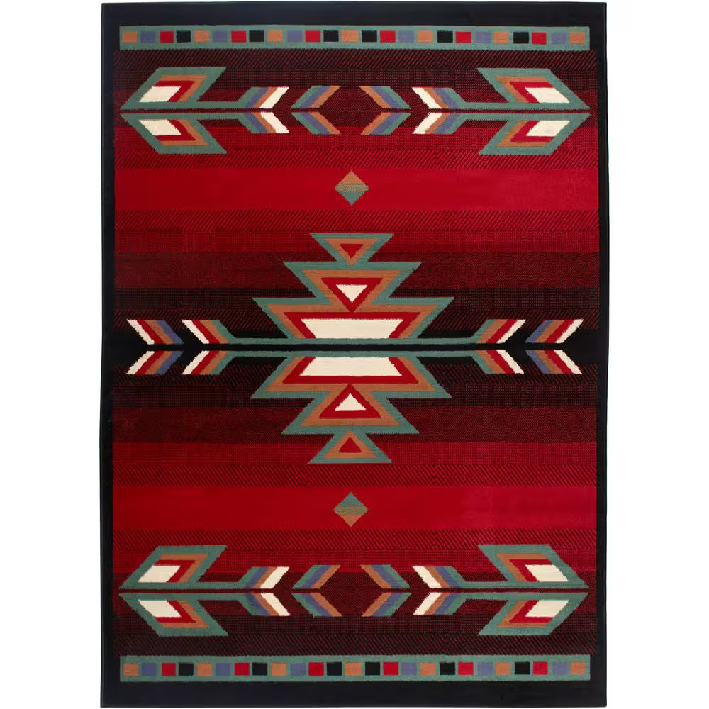 Home Dynamix Area Rugs 8’x10′ Premium Southwestern Design Synthetic Black/Red
