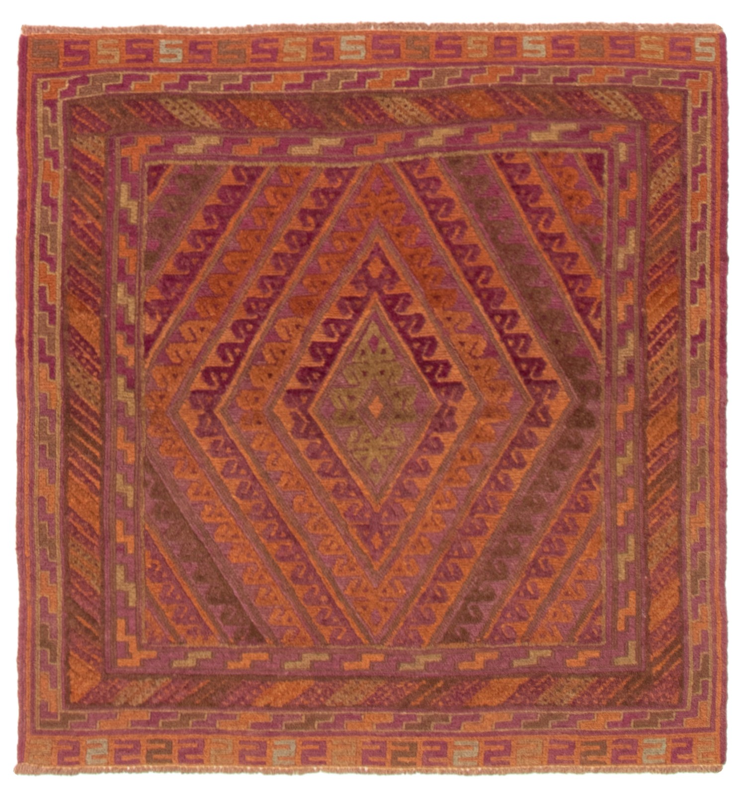 Traditional Hand-knotted Area Rug 3’10” x 4’1″ Burnt Orange Oriental Carpet