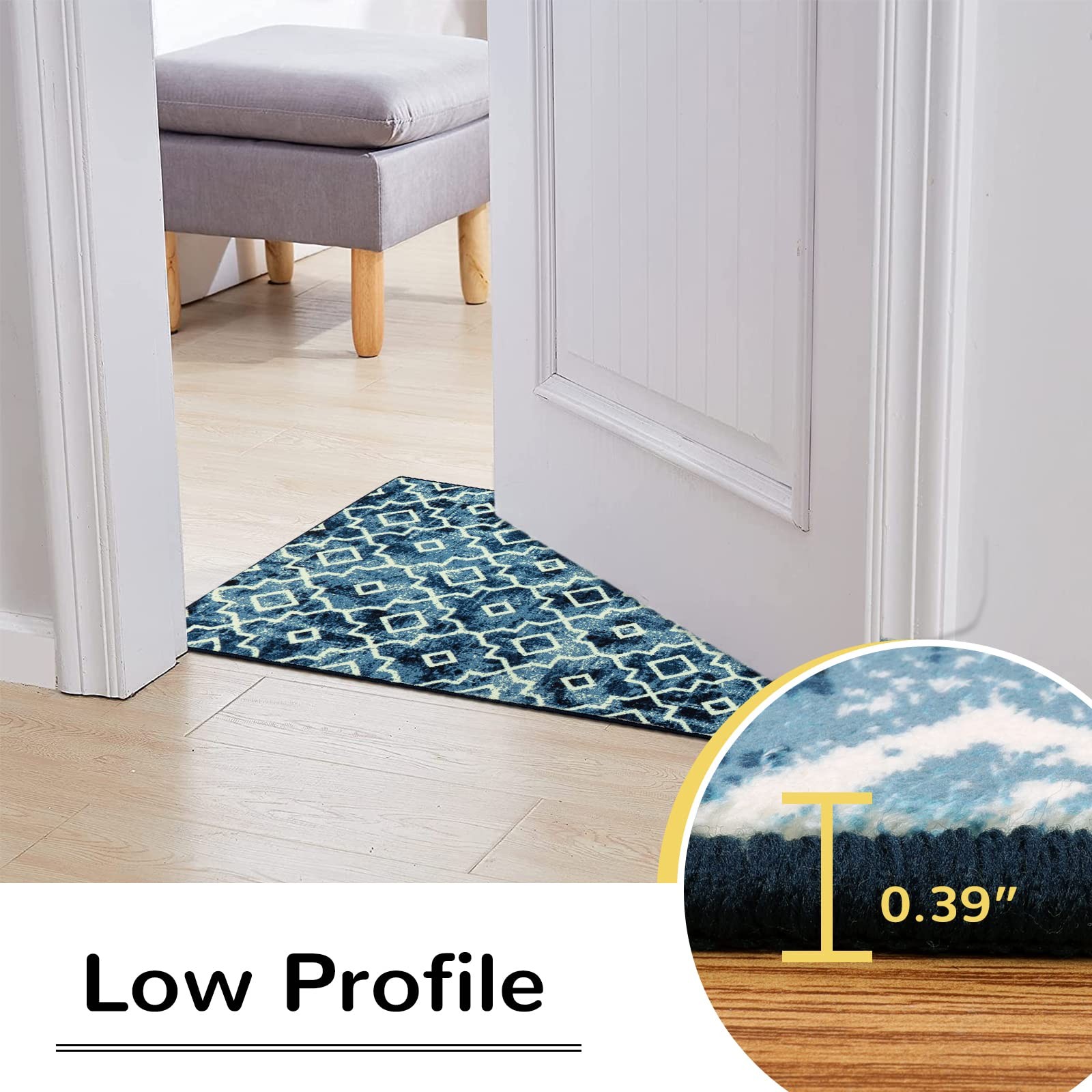 Moynesa Washable Moroccan Area Rug – 2×3 Small Blue Kitchen Bath Rug, Soft Non-S