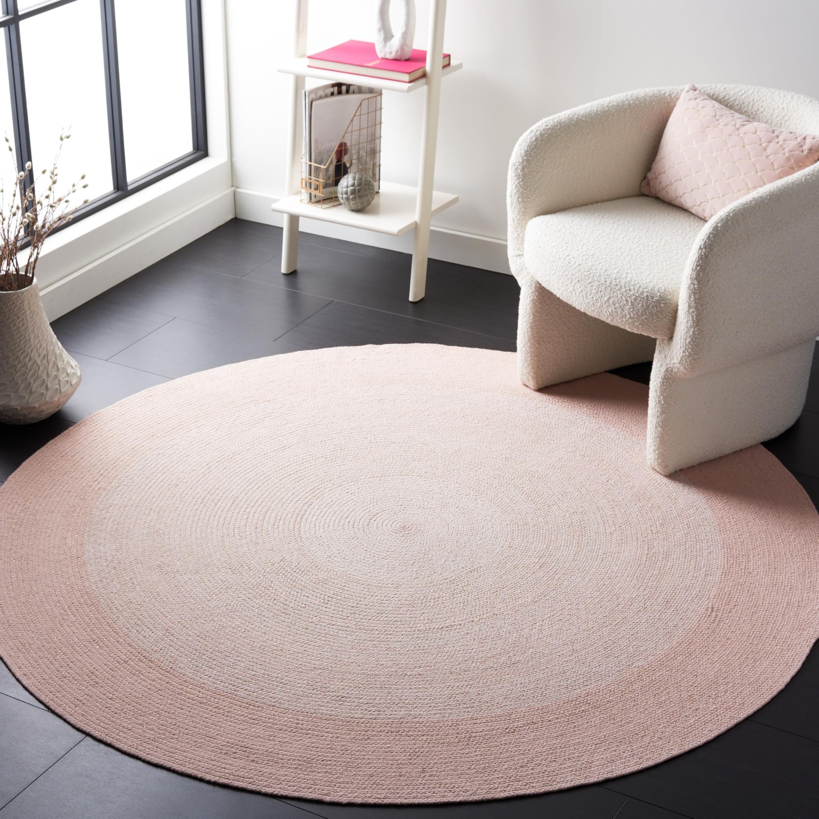 Cape Cod Collection 4′ Round Pink CAP242U Handmade Braided Cotton Area Rug