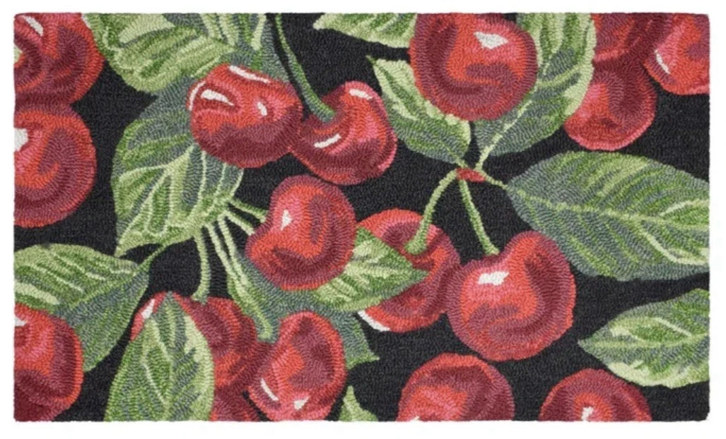 Spring Hooked Accent Rug, 22” x 38” Cherries Memory Foam Underfoot
