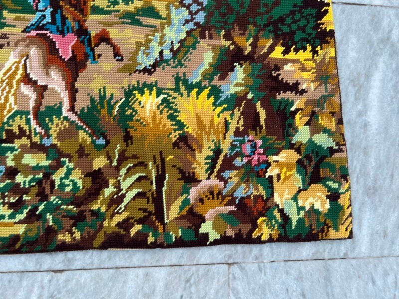 Vintage Tapestry, Handmade French Tapestry Aubusson Wall Décor Tapestry 2x4ft