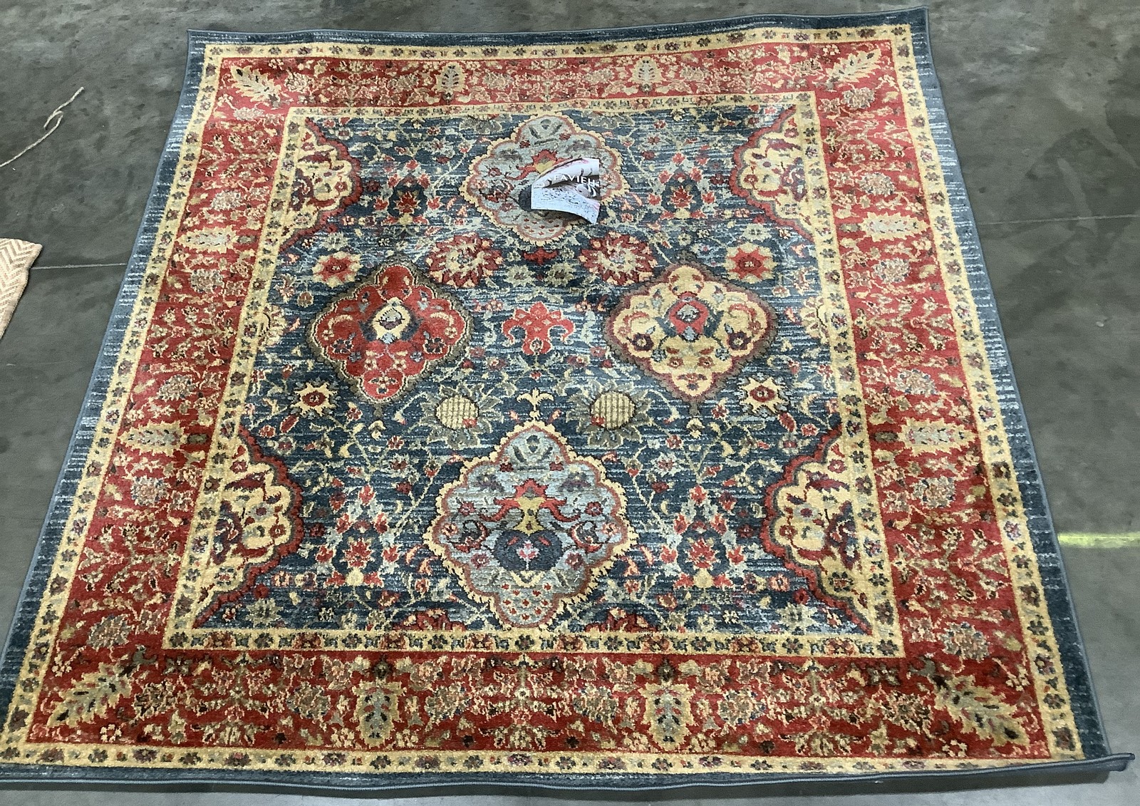 NAVY / RED 5′-1″ x 5′-1″ Back Stain Rug, Reduced Price 1172683493 MAH655C-5SQ