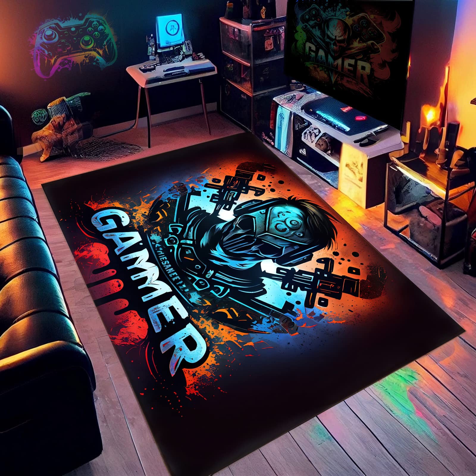 Gaming Rug – Gamer Rug for Game Room Gamer Rugs for Bedroom Boys Video Game R…
