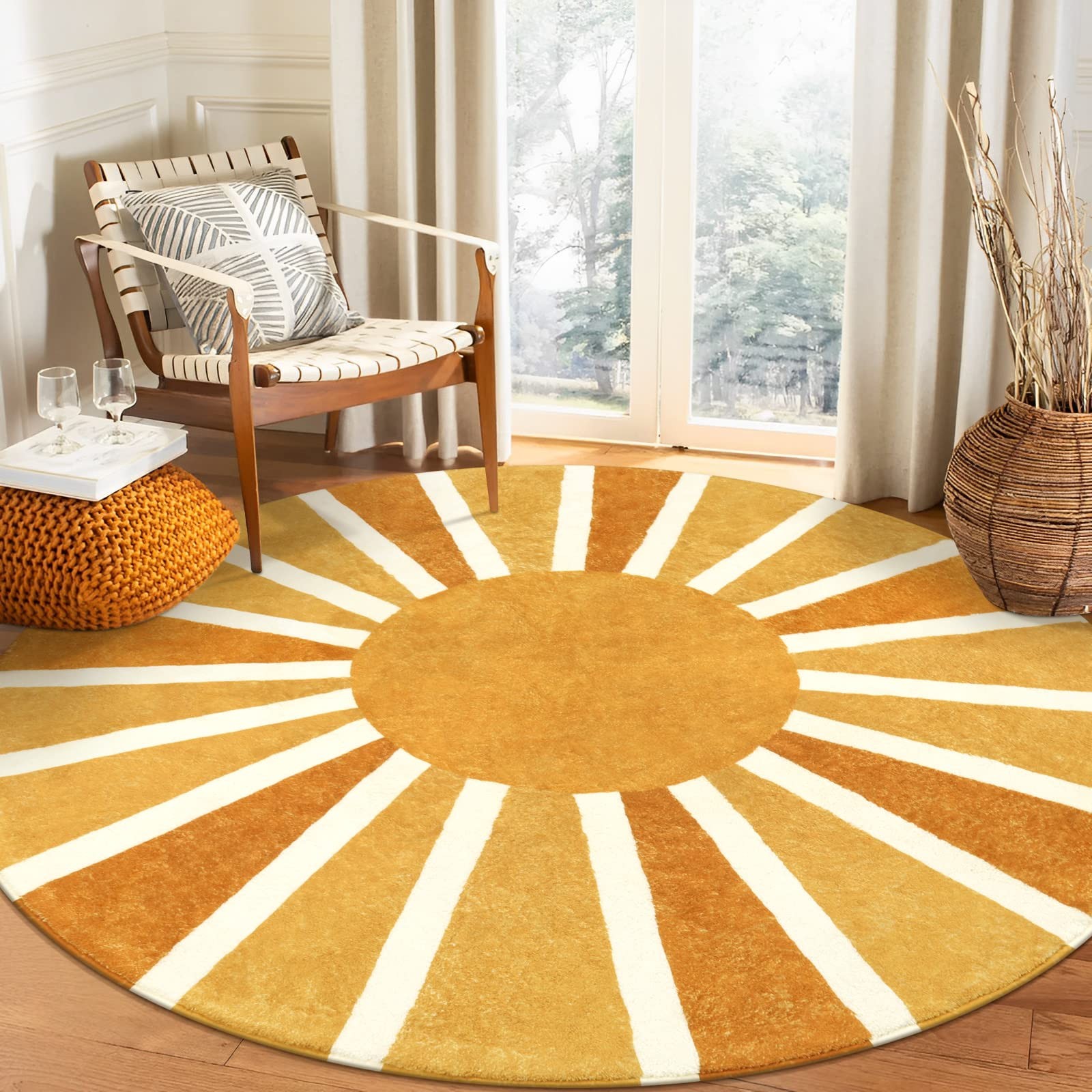 Boho Round Rugs – 4Ft Washable Non-Slip Small Round Area Rug Throw Soft Sofa …