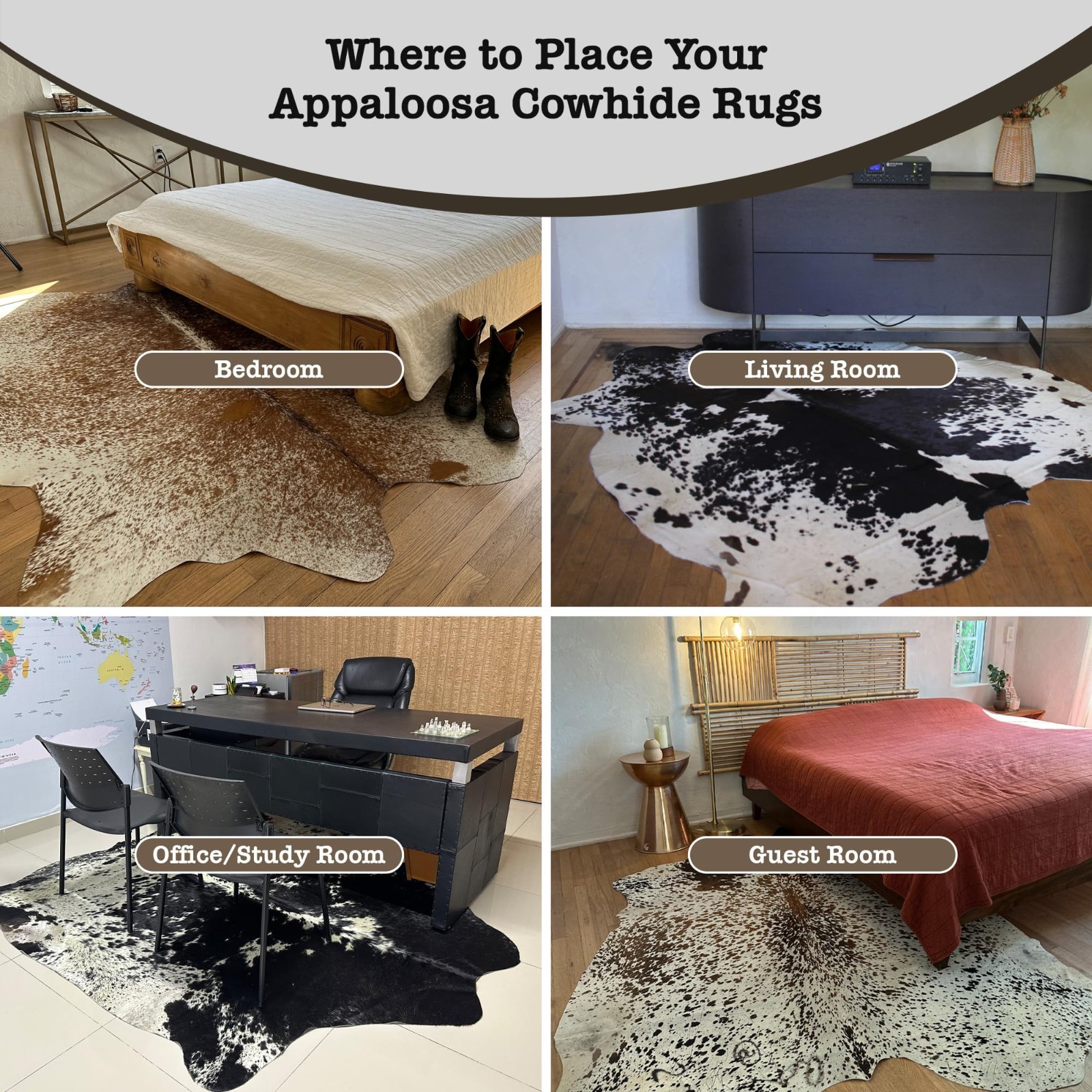 Real Cowhide Rug in Multicolor Speckled | Large 6′ x 7′