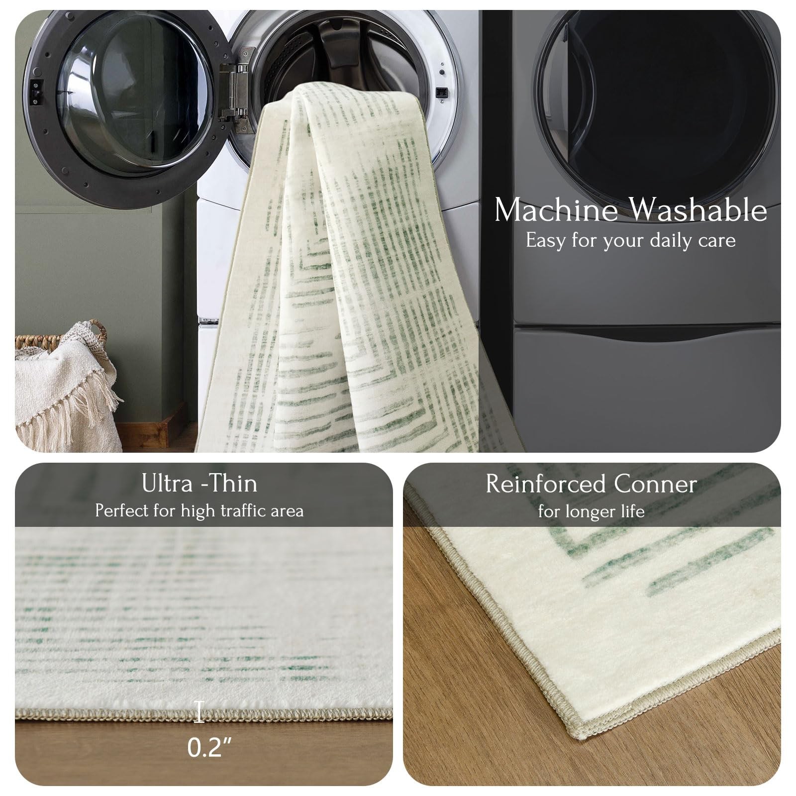 BLISSA 4×6 Washable Area Rug – Soft Modern Throw Rugs for Living Room Non-Slip U