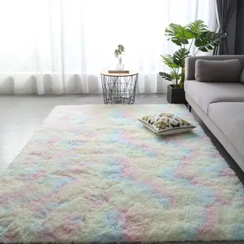 Light Grey Silk Wool Shag Rug 40x60cm Soft Bedroom Mat Nursery Prayer Non-Slip
