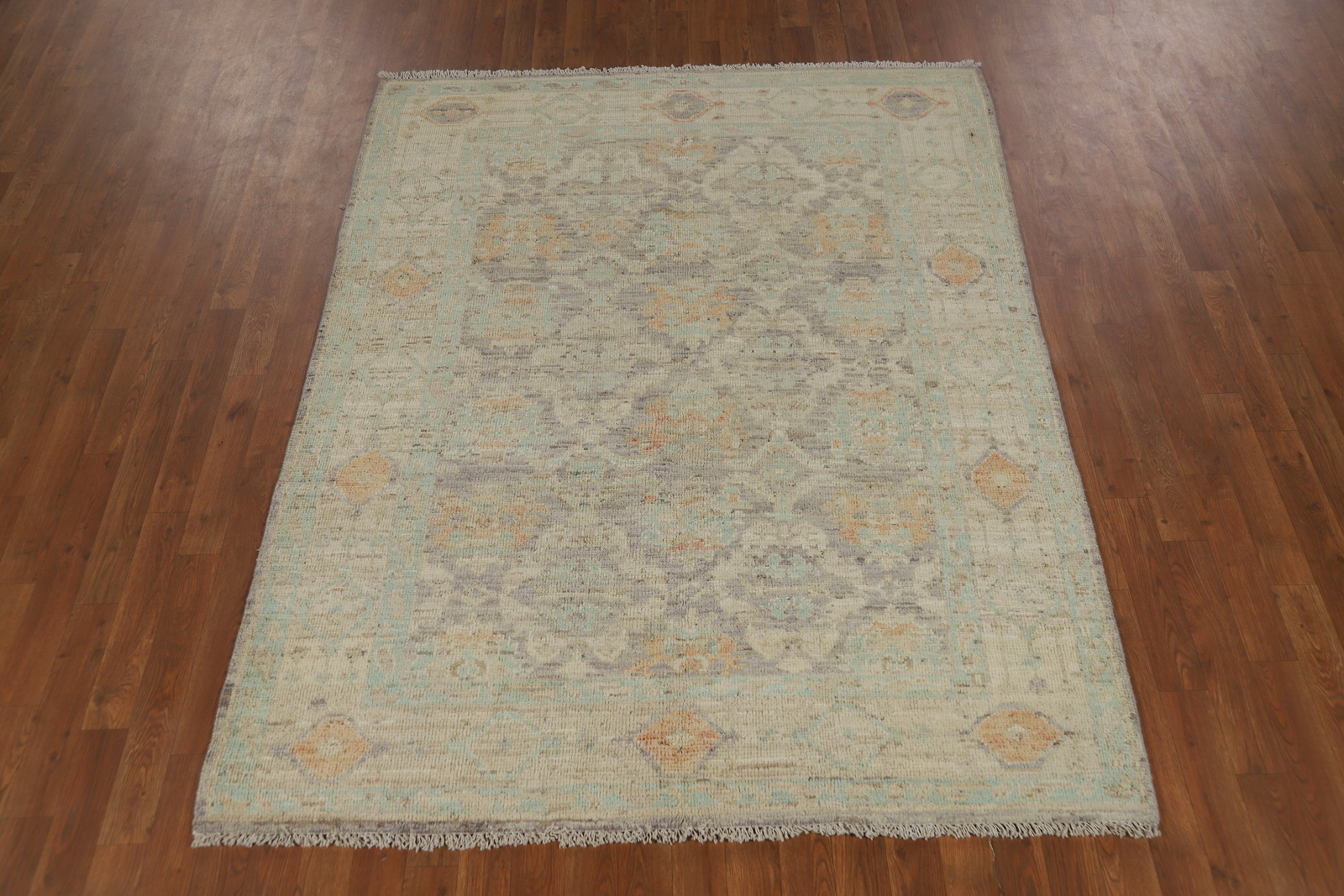 Vegetable Dye Authentic Oushak Turkish Rug 5×7 ft Handmade Wool Carpet