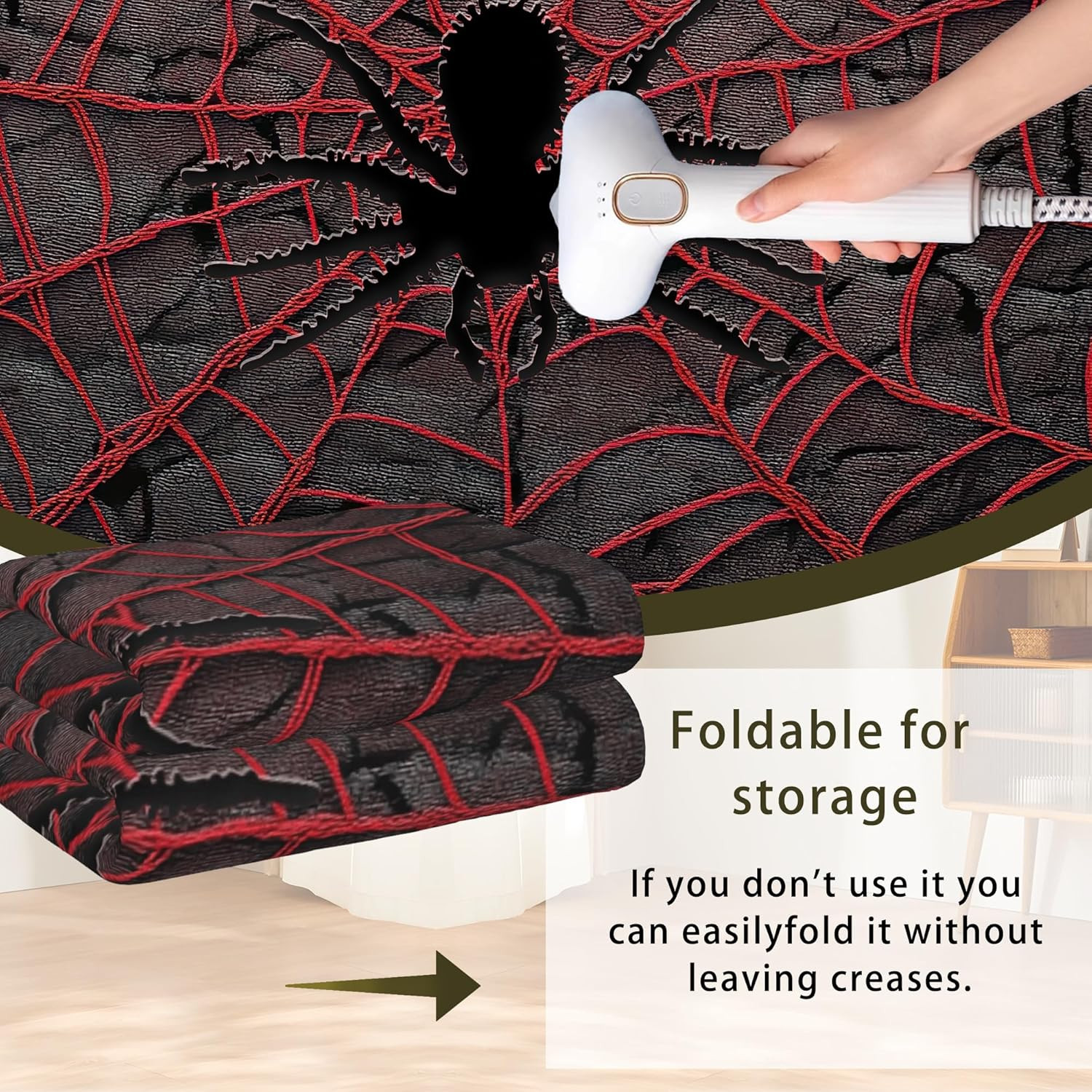 Stylish Red Spider Washable Area Rug – Non-Slip Low Profile Design