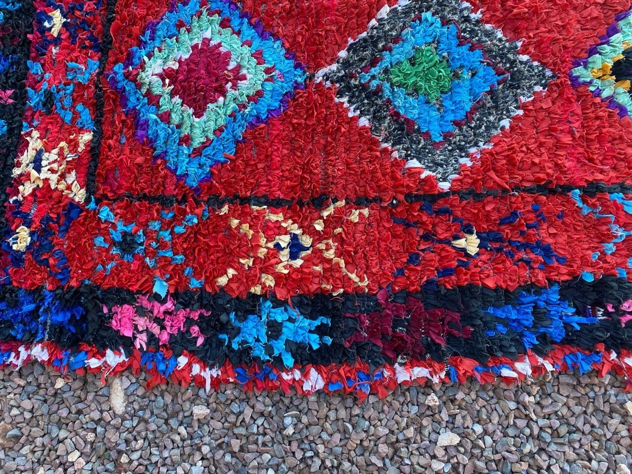 3’4×8’6 ft Moroccan Boucherouite Handmade Rug Berber Geometric Area Vintage Rug
