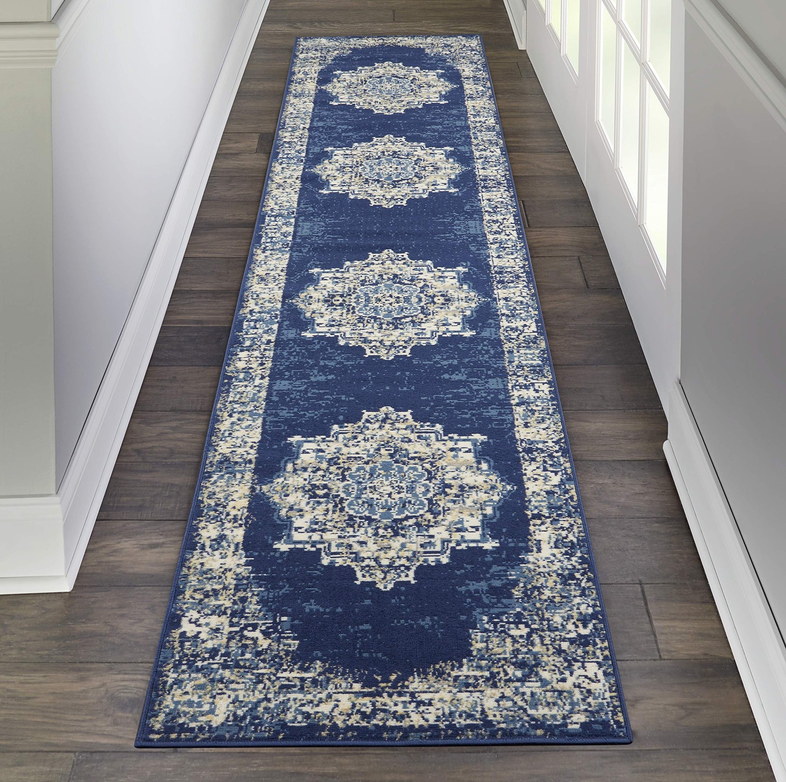 Navy Blue Area Rug 2’3″ x 10′ Long Floor Runner Carpet Mat Bed Room 1 PCS