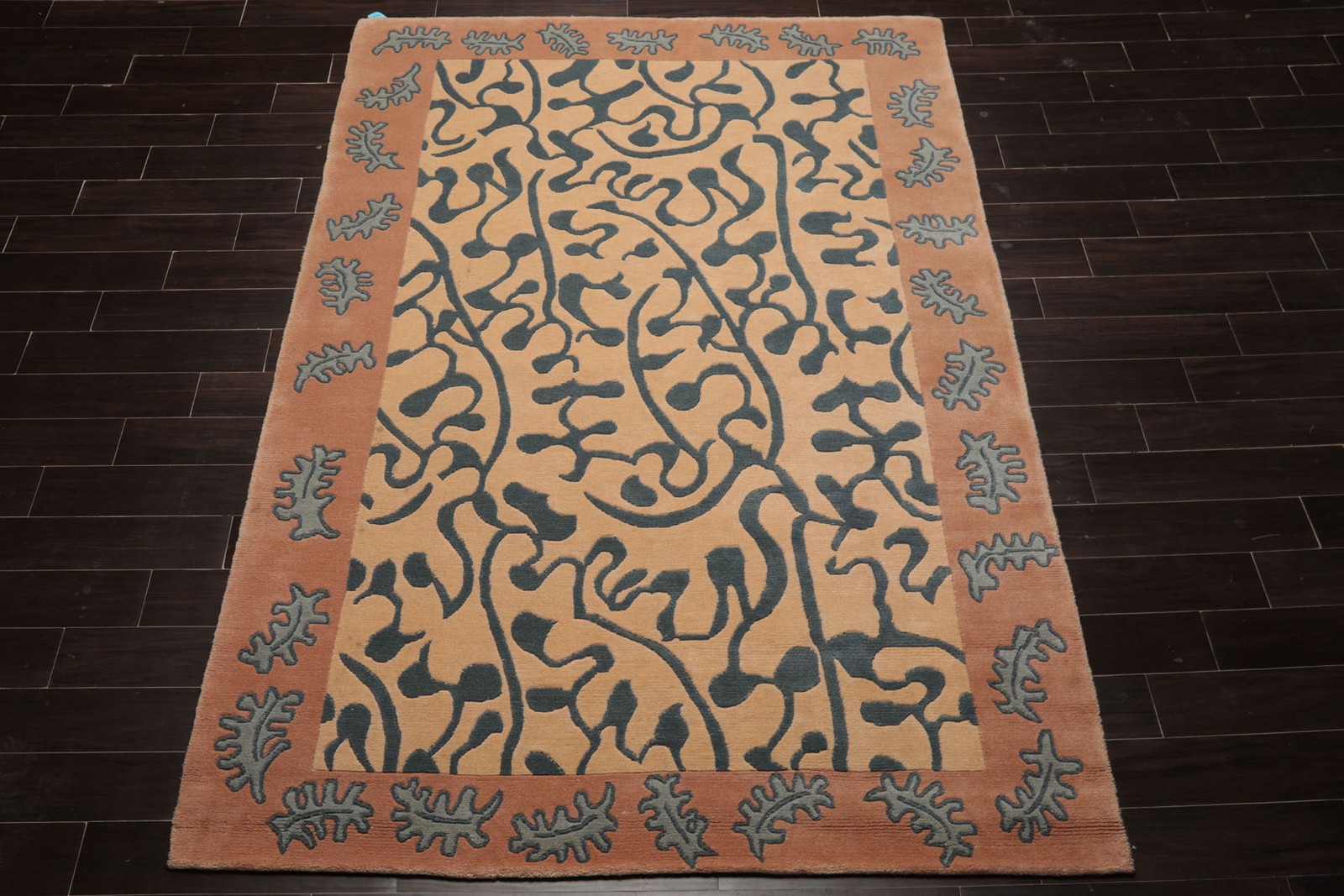 6×9 Hand Knotted Wool Beige Tibetan Contemporary Plush Pile Rug
