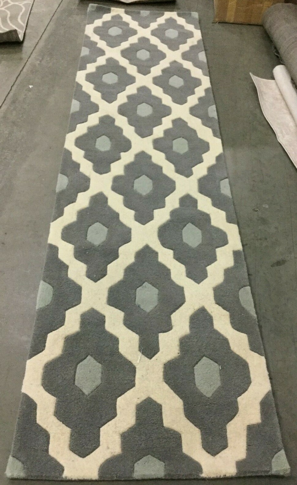 IVORY / DARK GREY 2′-3″ X 9′ Back Stain Rug, Reduced Price 1172632027 CHT748D-29