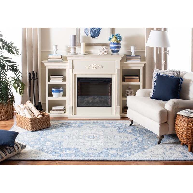 Micro-Loop Floral Area Rug Handmade Indoor Accent Rug Soft Wool Cotton 2×3 Foot