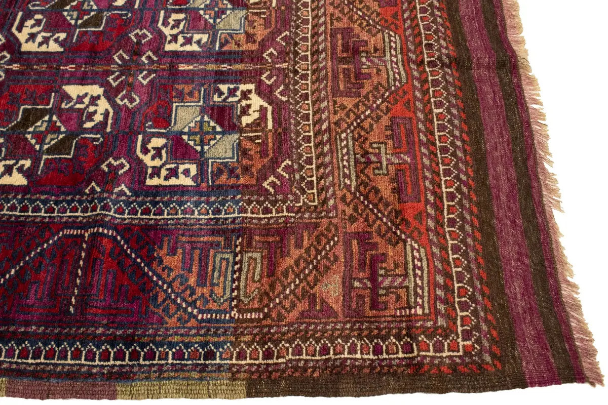 Vintage Tribal Burgundy Rug Boho Style Farmhouse Oriental Carpet 4’4X7’9 ft