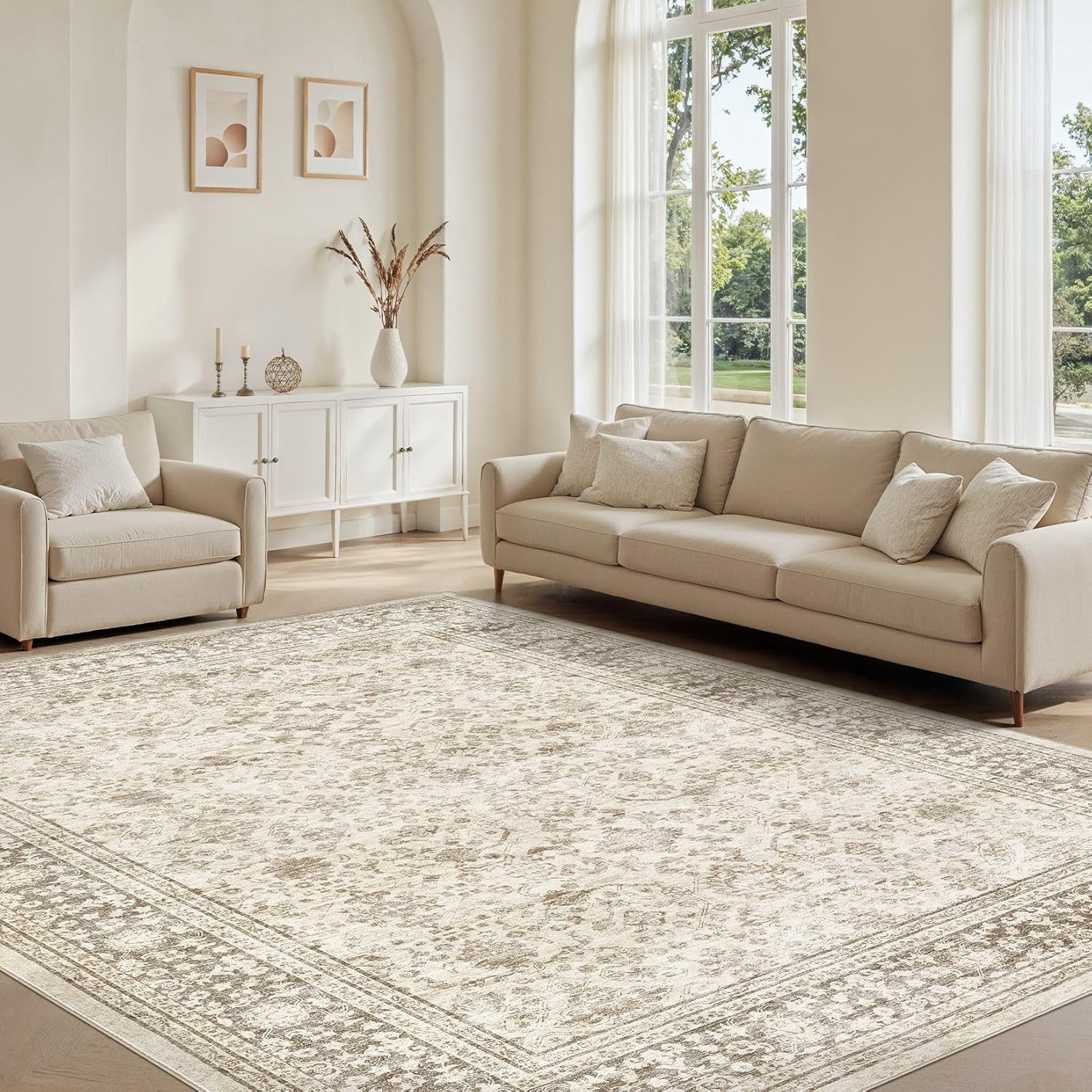 Area Rug 8X10 Washable Vintage – Soft Traditional Rugs for Living Room Large Non