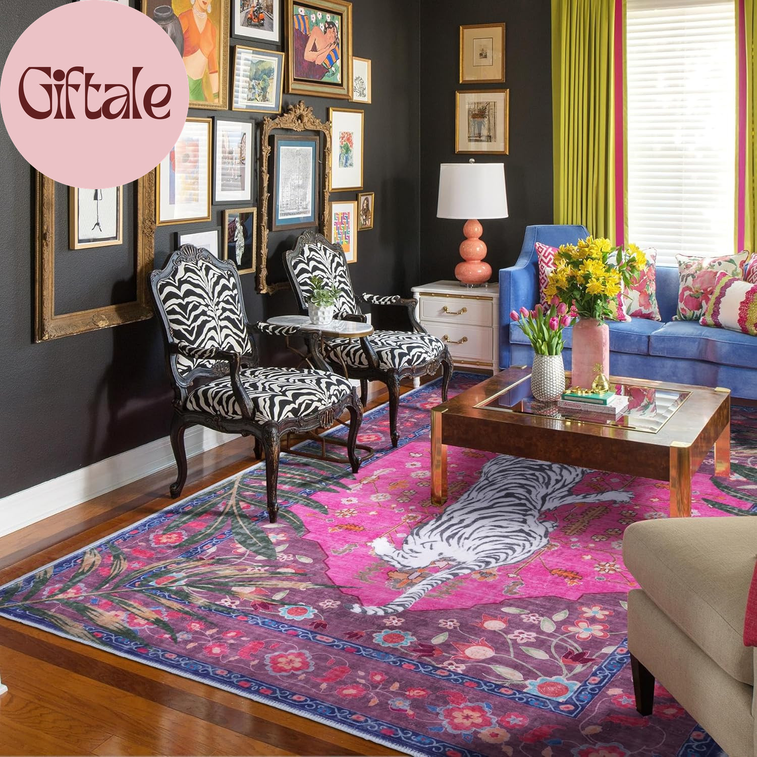 5X7 FT Leopard Rug for Living Room Hot Pink Leopard Vintage Animal Rug Aesthetic