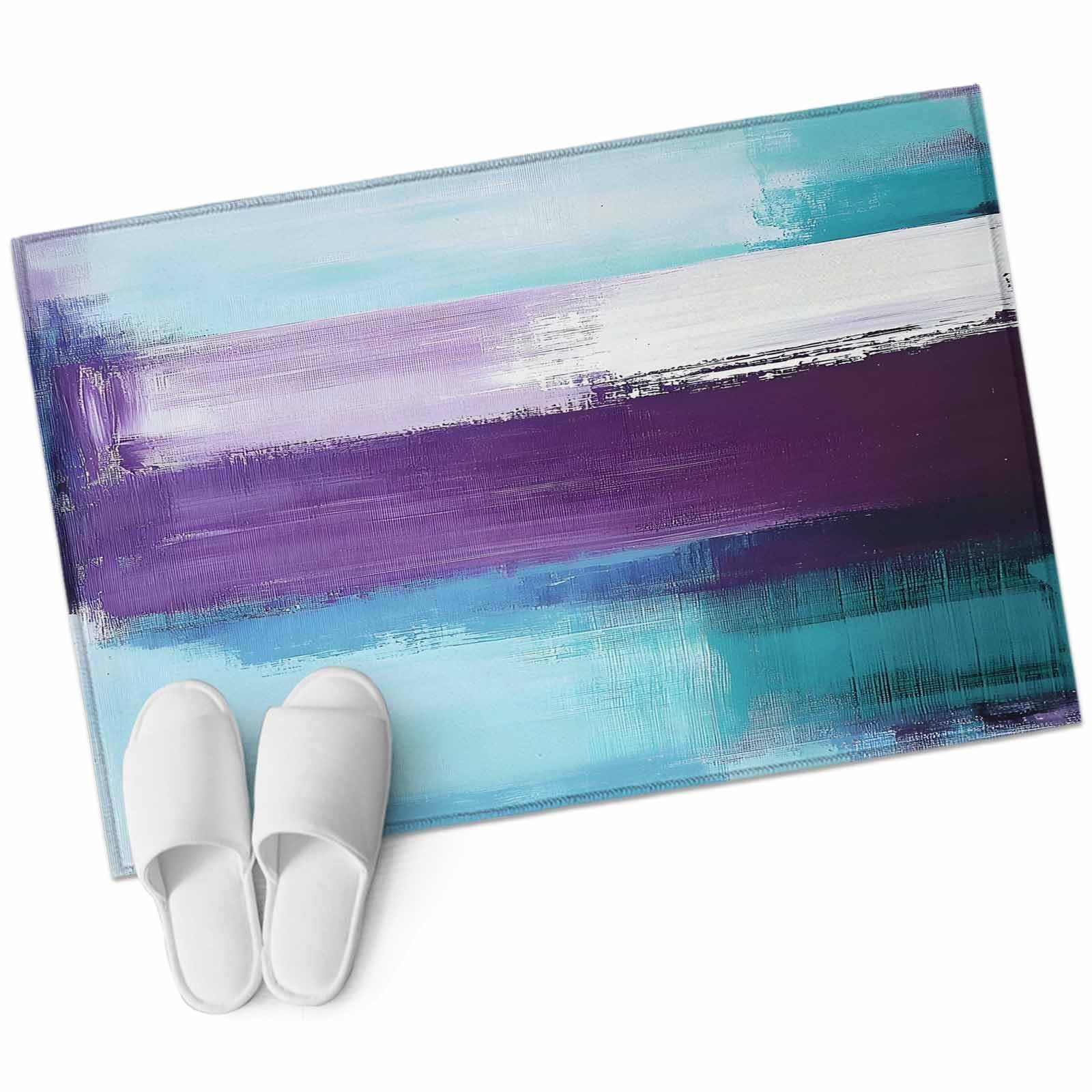 Purple Teal Ombre 2×3 Area Rugs for Living Room, Abstract Modern Oil Painting…