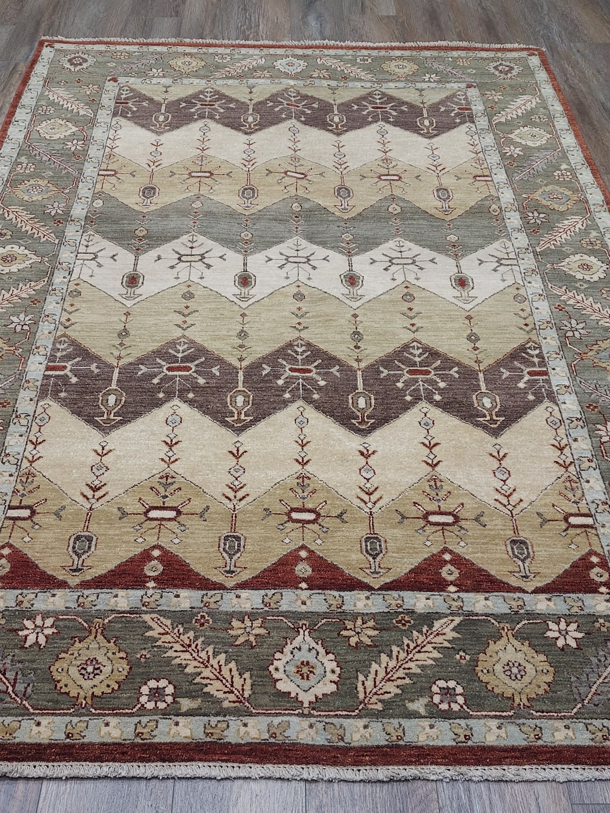 Bohemian Oushak Rug, Oushak Turkish Rug, Hand Made Contemporary Rug 5.5×8 Ft
