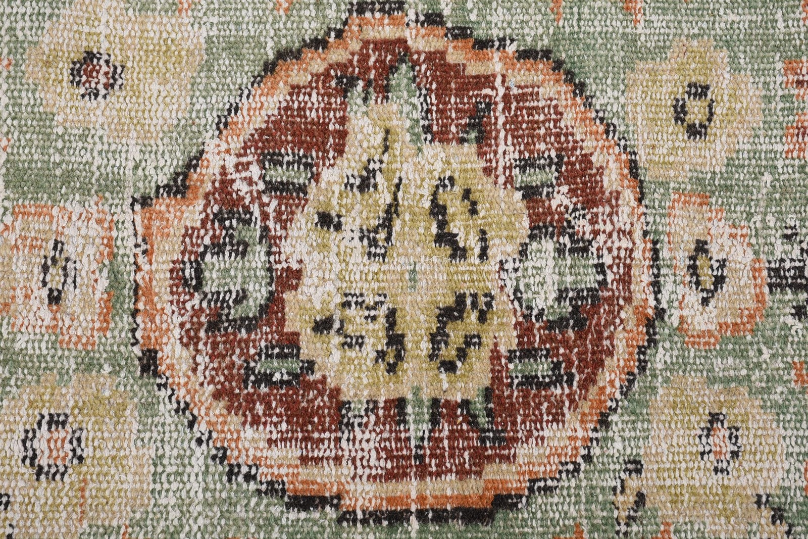 4,6×8,6 ft Area Turkish Vintage Rug, Orange Check Wool Rug