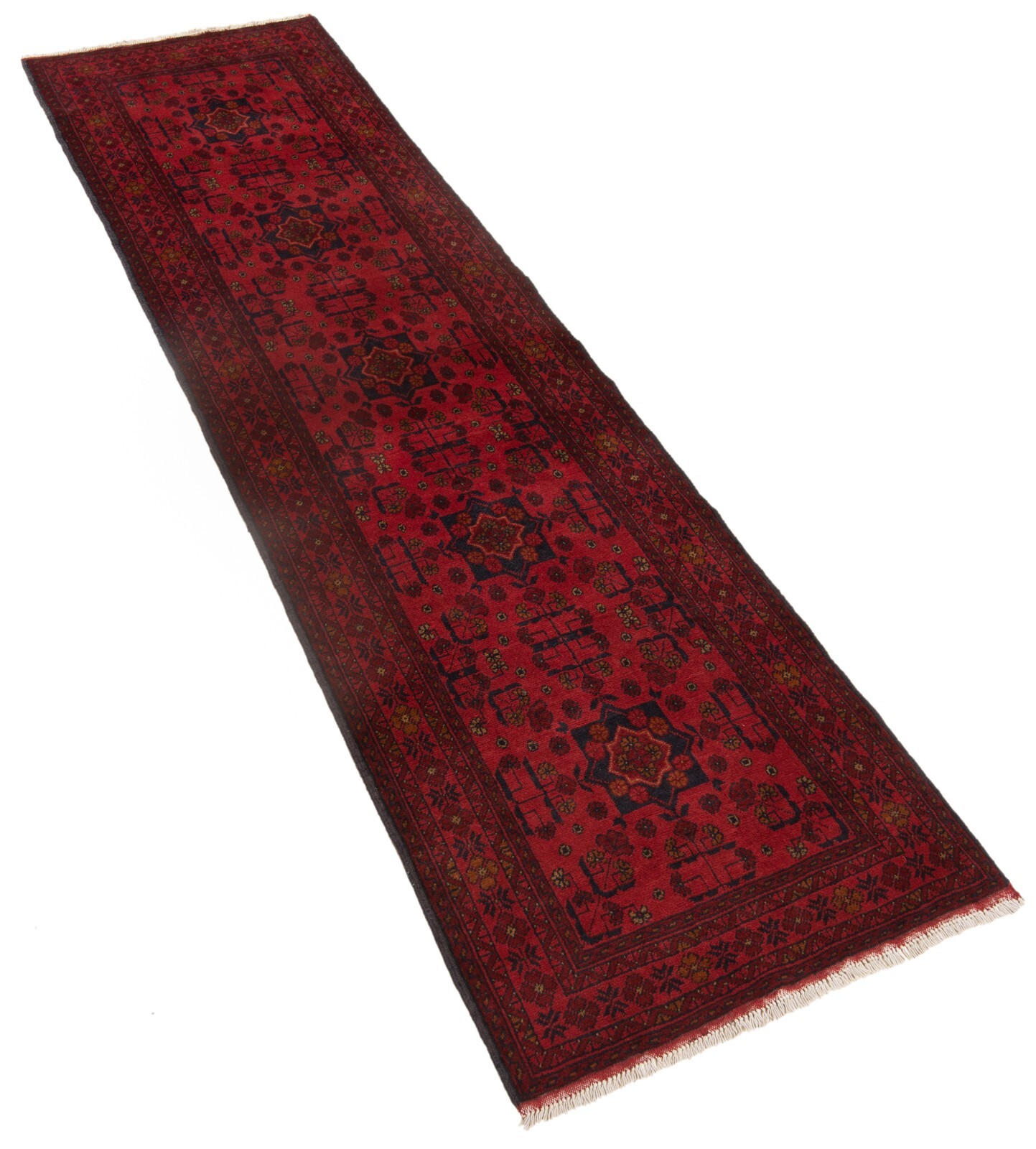 Afghan 115×31 1/8 in Handwoven Oriental Top Condition Carpet Rug Red Runner