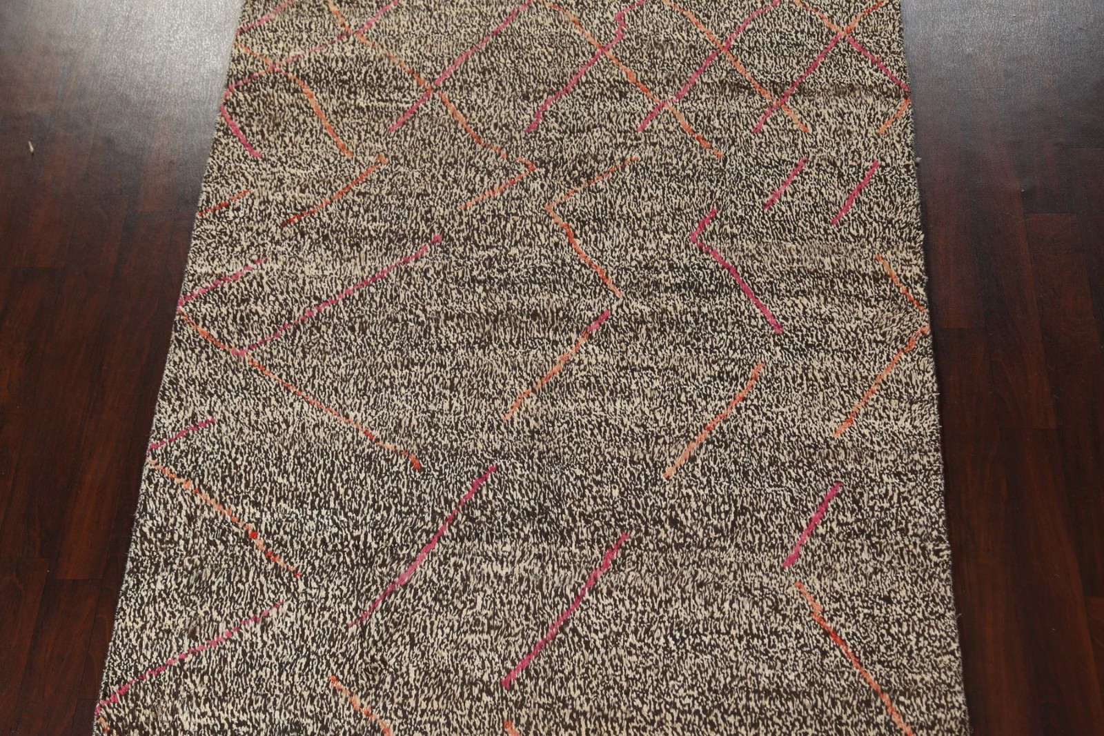 Trellis Moroccan Area Rug 6×10 Ft Hand-Knotted Grey Wool Tribal Oriental Rug