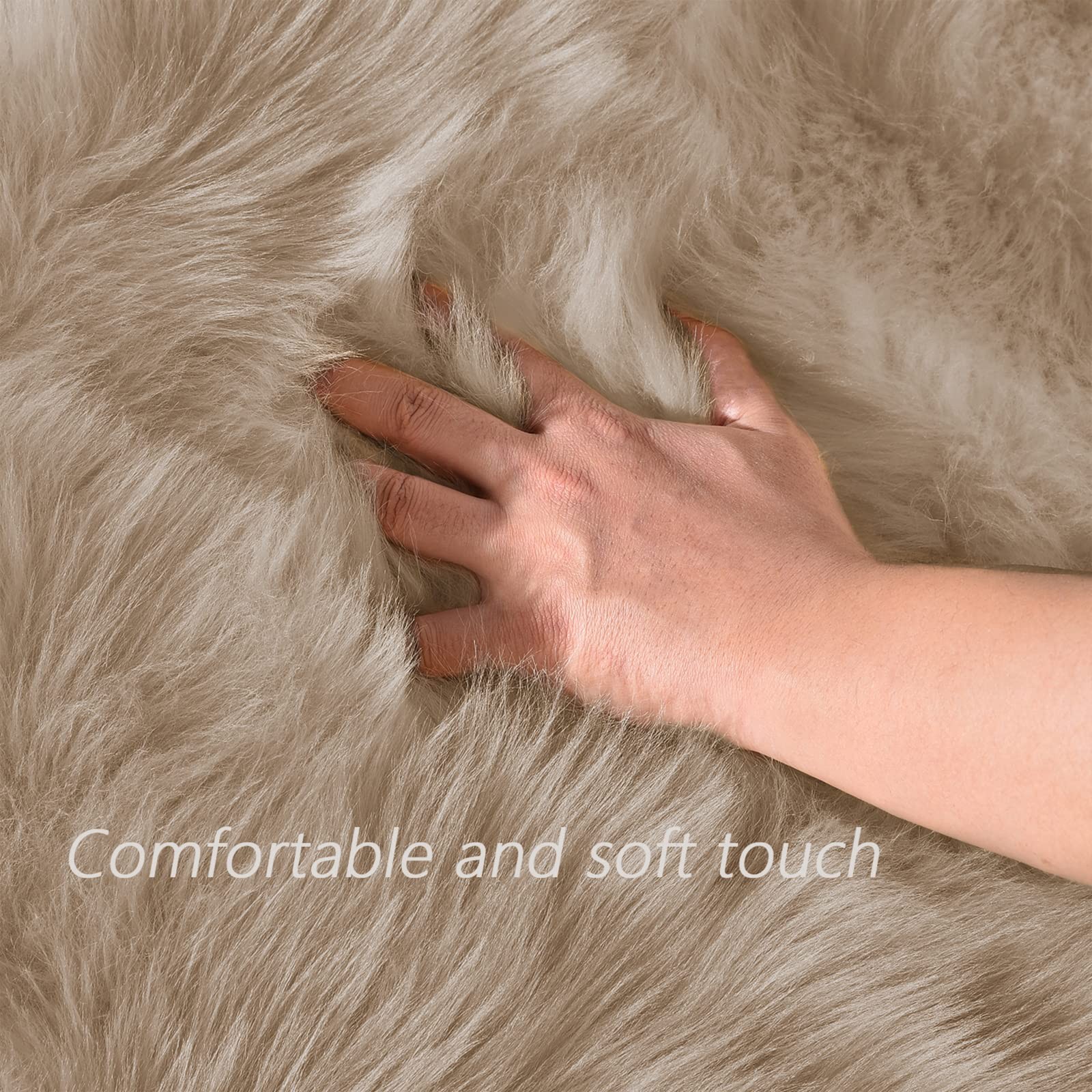 2×3 Brown Beige Small Faux Fur Fluffy Throw Rug Washable Shag Plush Carpet