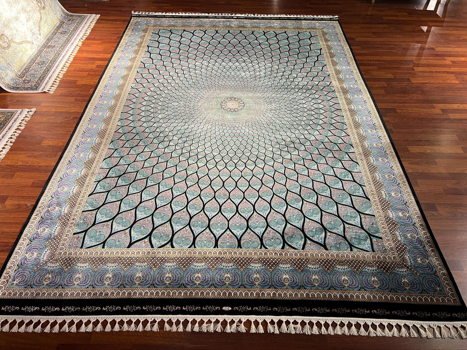 7×10 ft Turquoise Modal Silk Area Rug 150 Comb Luxury Living Room Carpet